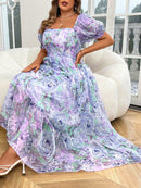 Vestido Feminino Longo Manga Bufante - Giovanna. Plus Size