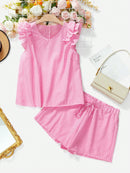 Conjunto Feminino com Blusa de Manga Curta Xadrez e Short - Mily. Plus Size