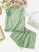 Conjunto Feminino com Blusa de Manga Curta Xadrez e Short - Mily. Plus Size