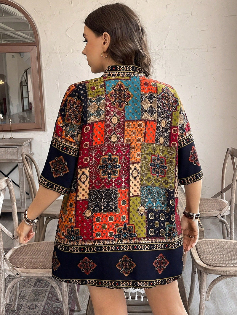 Conjunto Feminino  de Quimono de Manga Curta e Short - Vick. Plus Size