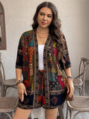 Conjunto Feminino  de Quimono de Manga Curta e Short - Vick. Plus Size