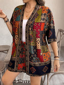 Conjunto Feminino  de Quimono de Manga Curta e Short - Vick. Plus Size