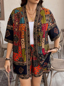 Conjunto Feminino  de Quimono de Manga Curta e Short - Vick. Plus Size
