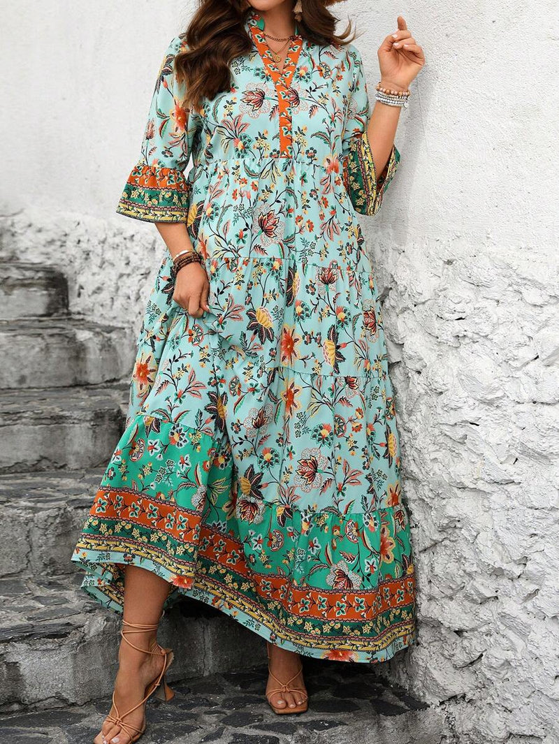 Vestido Feminino Longo de Manga Média - Mayra. Plus Size