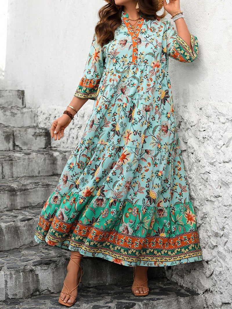 Vestido Feminino Longo de Manga Média - Mayra. Plus Size