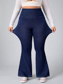 Calça Feminina Jeans Elástica Slim de Perna Larga - Esther. Plus Size