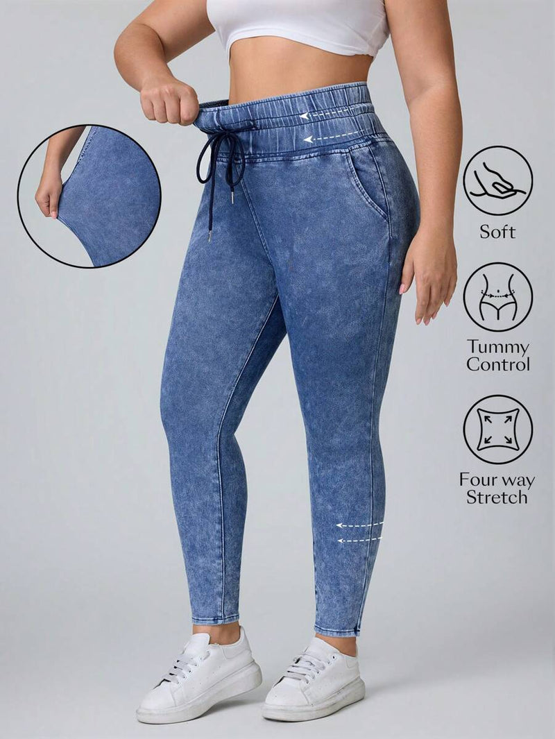Calça Jeans Feminina simples com amarração na frente - Leidy. Plus Size