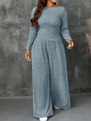 Conjunto Feminino Top Slim   Calça Perna Larga - Franciele. Plus Size