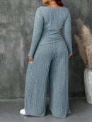 Conjunto Feminino Top Slim   Calça Perna Larga - Franciele. Plus Size