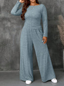 Conjunto Feminino Top Slim   Calça Perna Larga - Franciele. Plus Size