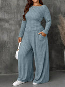 Conjunto Feminino Top Slim   Calça Perna Larga - Franciele. Plus Size