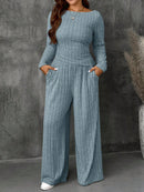 Conjunto Feminino Top Slim   Calça Perna Larga - Franciele. Plus Size