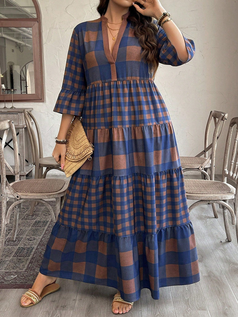 Vestido Feminino Longo de Manga Média - Mayra. Plus Size