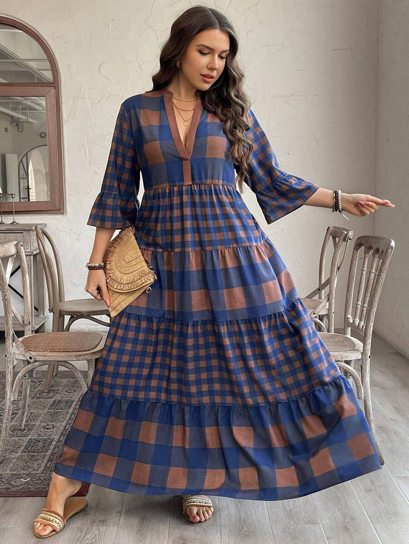 Vestido Feminino Longo de Manga Média - Mayra. Plus Size