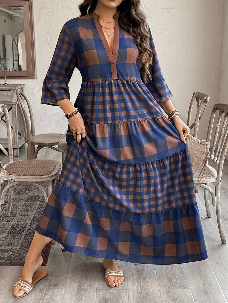 Vestido Feminino Longo de Manga Média - Mayra. Plus Size