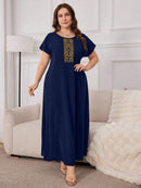 Túnica feminina com Bordado de manga curta - Rania. Plus Size