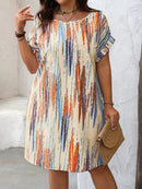 Vestido Feminino decote redondo e manga curta - Mika. Plus Size