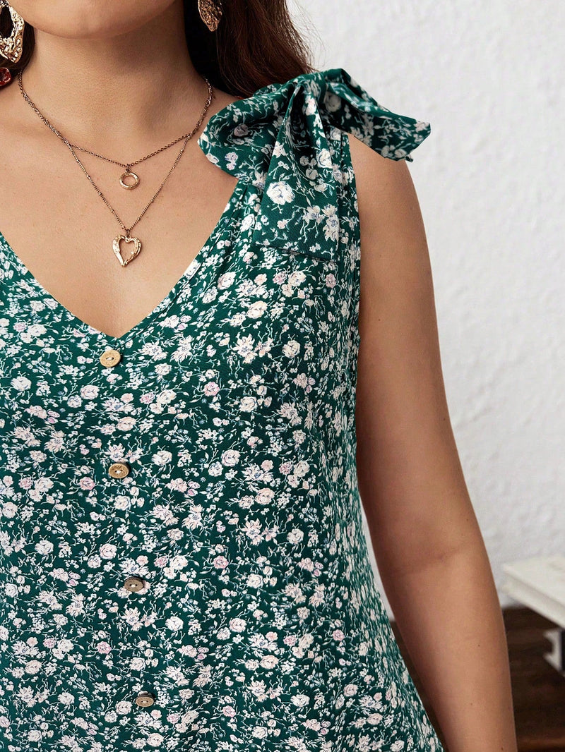 Vestido Feminino Decoração de Laço nos Ombros - Angeline. Plus Size