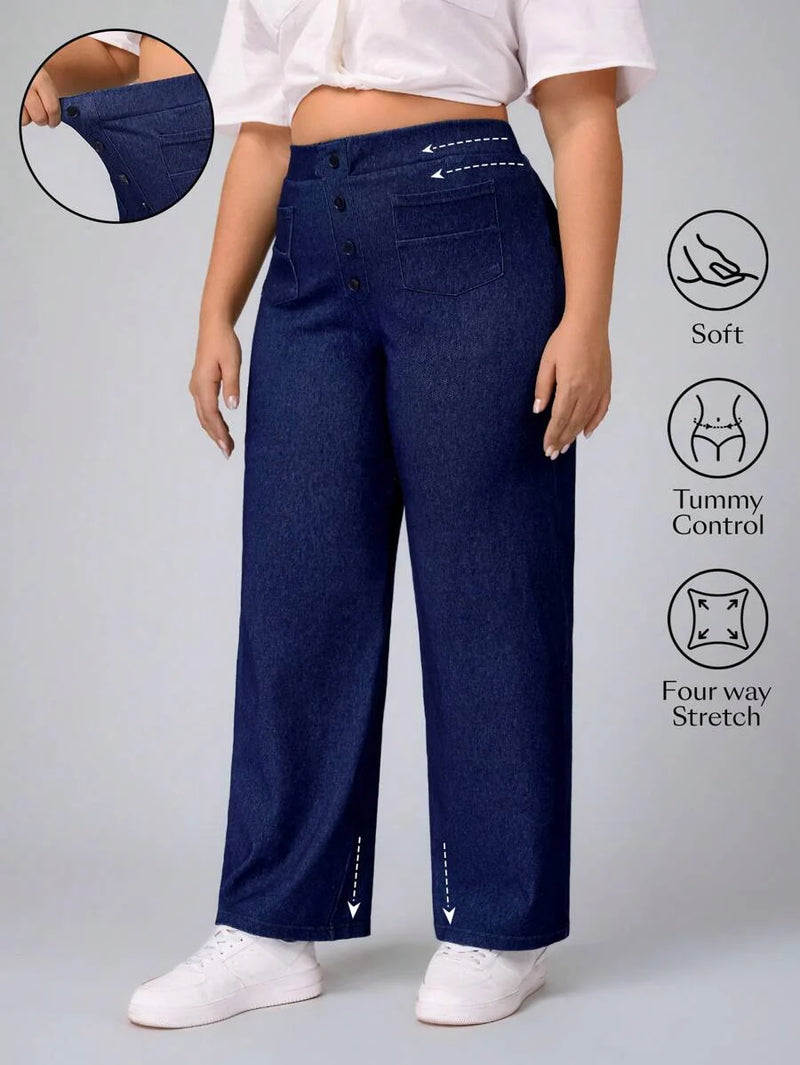 Calça Jeans Feminina Cintura Alta Casual - Reina. Plus Size