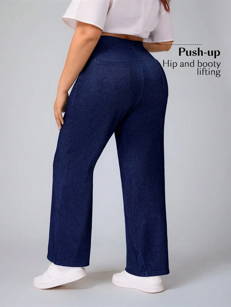 Calça Jeans Feminina Cintura Alta Casual - Reina. Plus Size