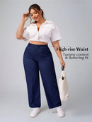 Calça Jeans Feminina Cintura Alta Casual - Reina. Plus Size