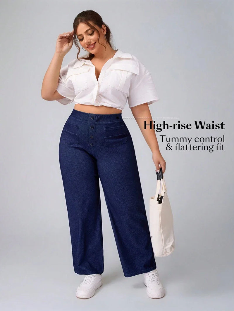 Calça Jeans Feminina Cintura Alta Casual - Reina. Plus Size