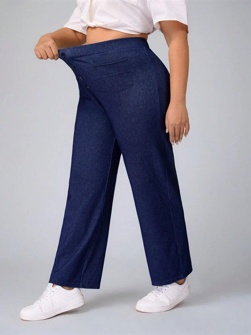 Calça Jeans Feminina Cintura Alta Casual - Reina. Plus Size