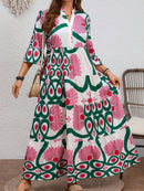 Vestido Feminino Longo de Manga Média - Mayra. Plus Size