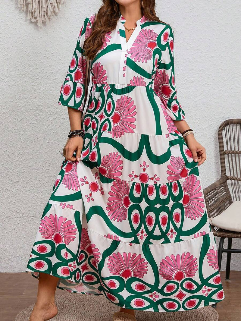 Vestido Feminino Longo de Manga Média - Mayra. Plus Size