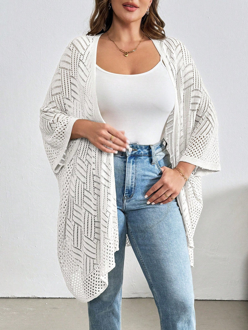 Cardigan Feminina de Praia com Efeito Vazado - Nicole. Plus Size