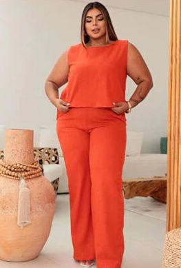 Conjunto Feminino Alfaiataria Calça Pantalona - Layane. Plus Size