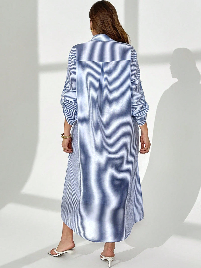 Vestido Feminino de Manga Longa - Adely. Plus Size