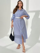 Vestido Feminino de Manga Longa - Adely. Plus Size