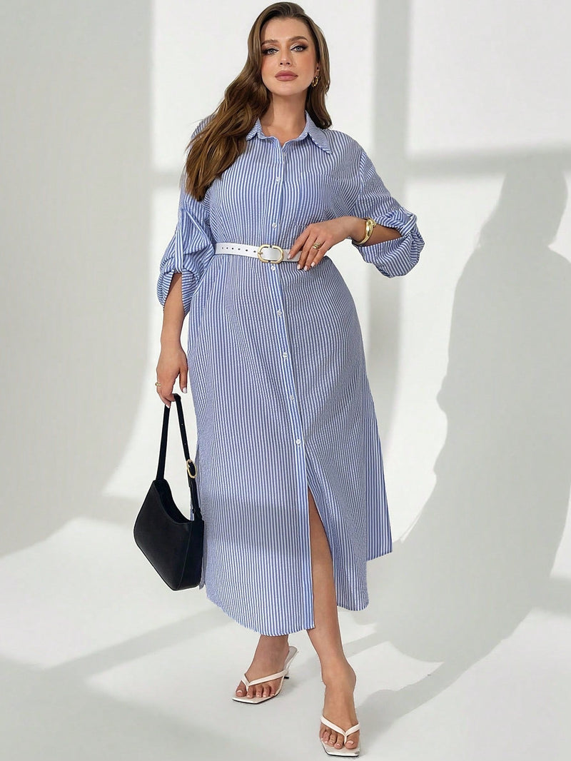 Vestido Feminino de Manga Longa - Adely. Plus Size