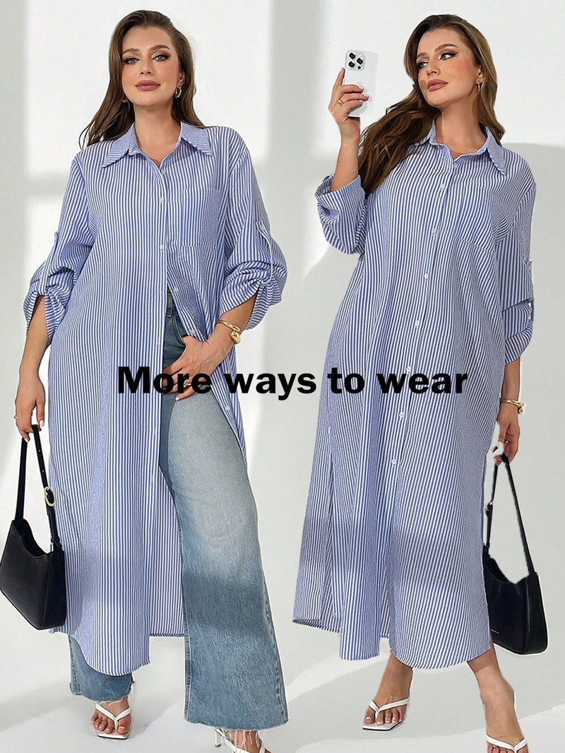 Vestido Feminino de Manga Longa - Adely. Plus Size