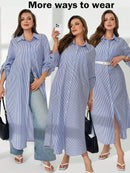 Vestido Feminino de Manga Longa - Adely. Plus Size