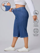 Calça Capri Jeans Feminina de Perna Reta - Elara. Plus Size