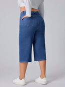 Calça Capri Jeans Feminina de Perna Reta - Elara. Plus Size