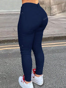 Calça Skinny Feminina de Cintura Alta com Bolso e Zíper - Melanie. Plus Size