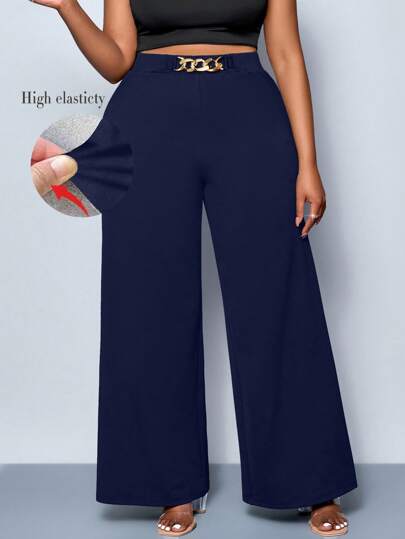 Calça Feminina Pantalona com Detalhes Na cintura - Julia. Plus Size