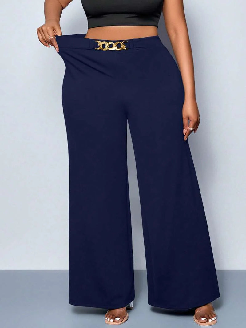 Calça Feminina Pantalona com Detalhes Na cintura - Julia. Plus Size