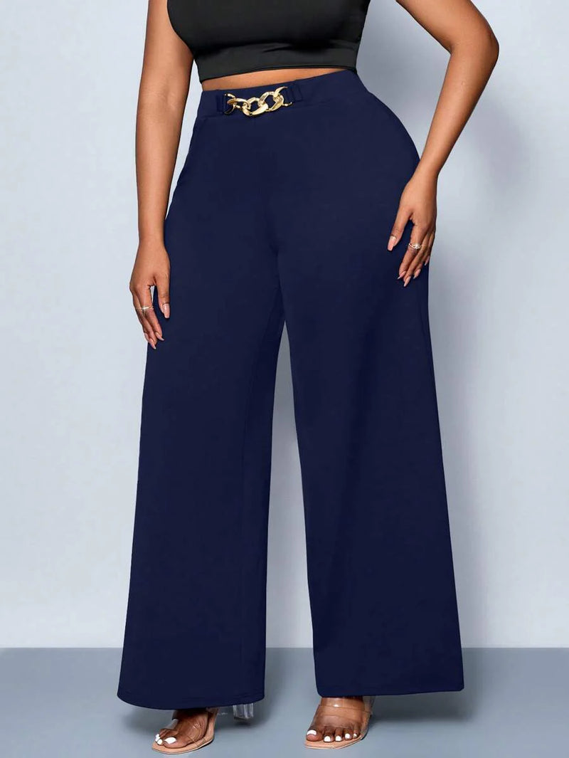 Calça Feminina Pantalona com Detalhes Na cintura - Julia. Plus Size