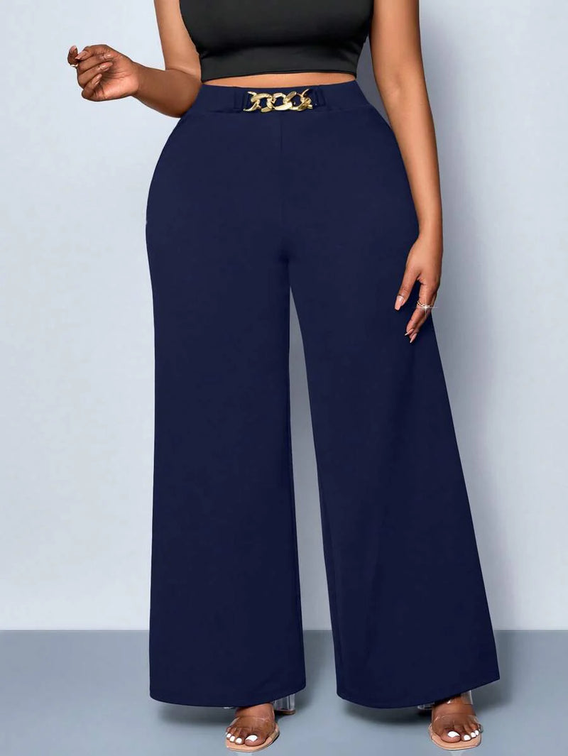 Calça Feminina Pantalona com Detalhes Na cintura - Julia. Plus Size