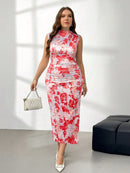 Vestido Feminino com estampa floral em aquarela - Karina. Plus Size