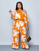 Conjunto Feminino com Decote Assimétrico e Estampa Completa - Monique. Plus Size