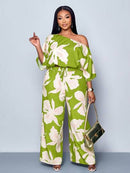 Conjunto Feminino com Decote Assimétrico e Estampa Completa - Monique. Plus Size