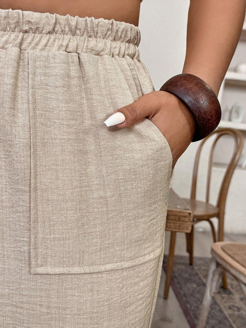 Calça Feminina de Imitação de Linho - Tayla. Plus Size