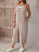 Macacão Feminino sem mangas e Botão Frontal - Luana. Plus Size