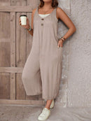 Macacão Feminino sem mangas e Botão Frontal - Luana. Plus Size