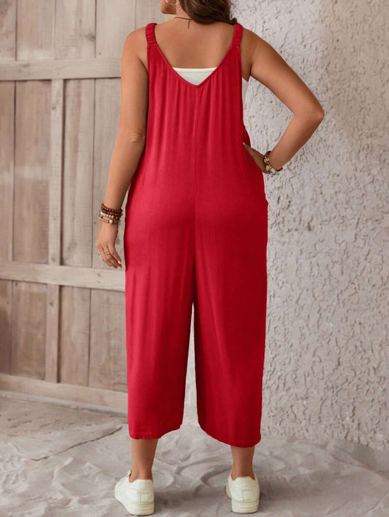 Macacão Feminino sem mangas e Botão Frontal - Luana. Plus Size